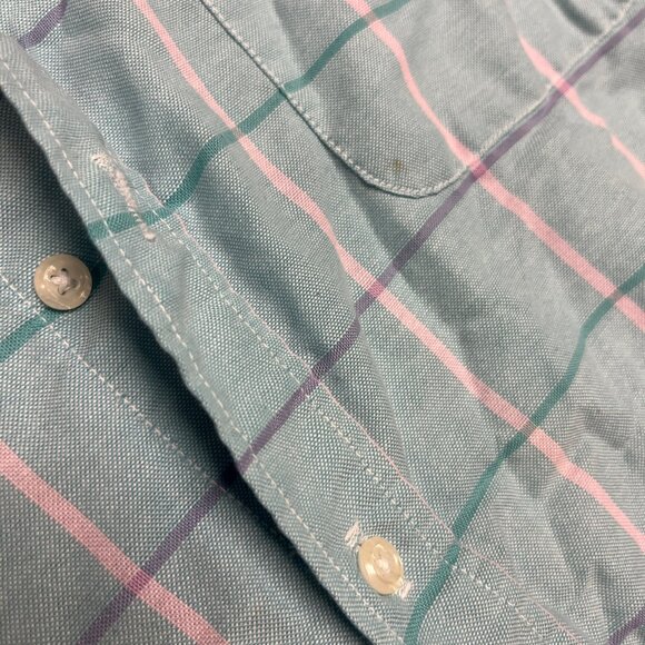 Vintage American Eagle Button Up Shirt Light Blue Short Sleeve Mens Large AE - Picture 6 of 9